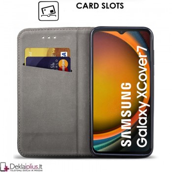 Telone dirbtinės odos dėklas - juodas (Samsung Xcover 7) Telone dirbtinės odos dėklas - juodas (Samsung Xcover 7)